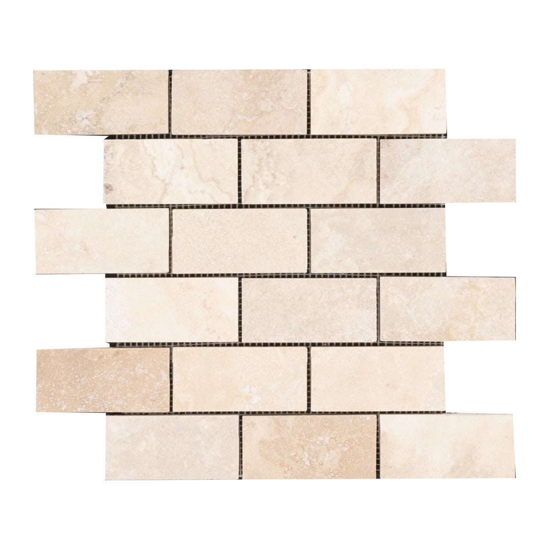 Keystone Tiramisu 12" x 12" Honed Travertine 2x4" Mosaic