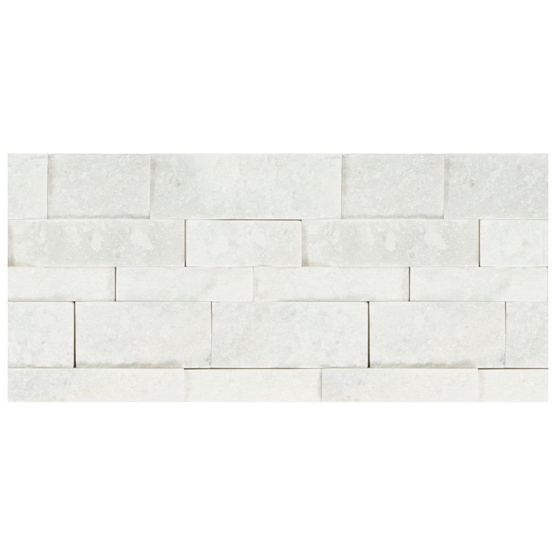 Keystone Snow White 7" x 12" Split Face Natural Stone Mosaic