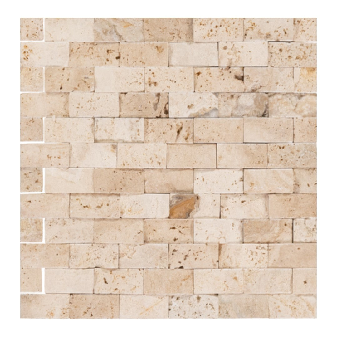 Keystone Tiramisu 12" x 12" Split Face Natural Stone 1x2" Mosaic