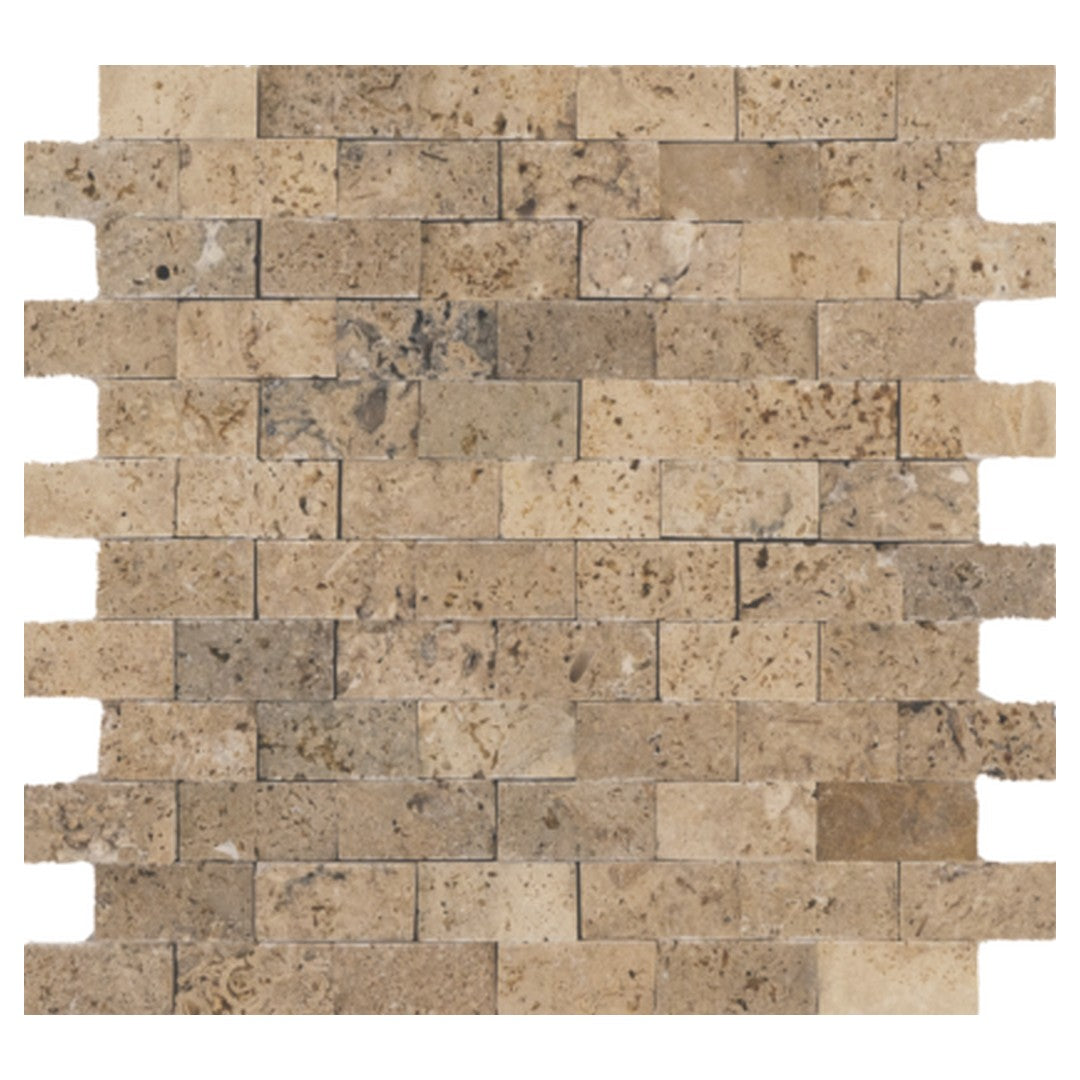Keystone Tuscany Rustic 12" x 12" Split Face Natural Stone 1x2" Mosaic