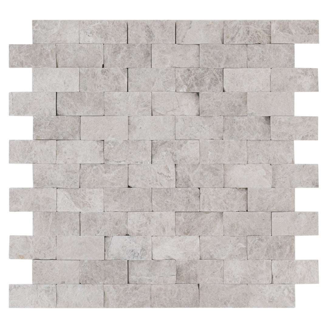 Keystone Aqua Gray 12" x 12" Split Face Natural Ledger Stone 1x2" Mosaic