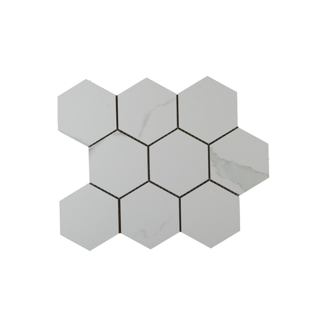 Keystone Marble Statuario 12" x 12" Matte Porcelain Hex Mosaic