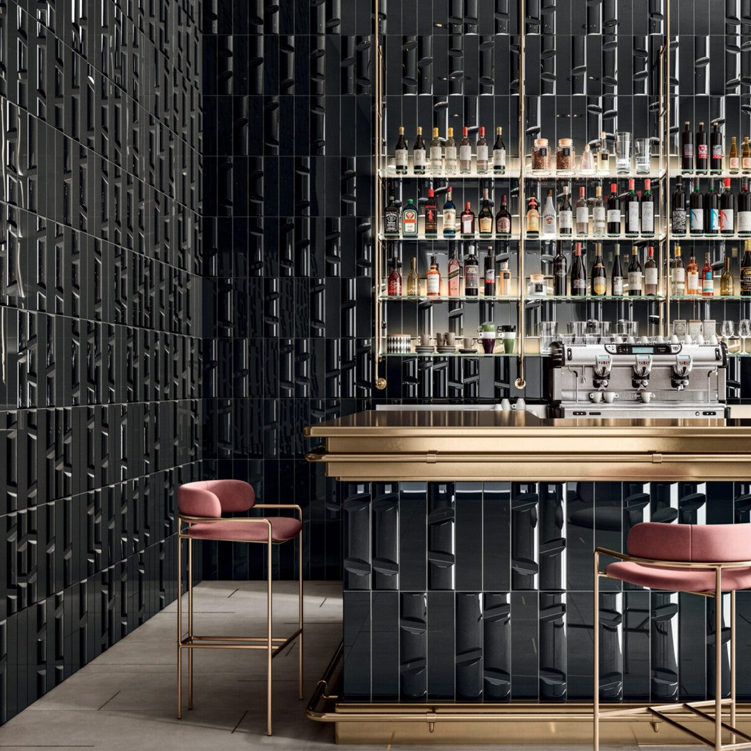 Keystone-Volume-No.1---4"-x-16"-Polished-Ceramic-Wall-Tile-Black