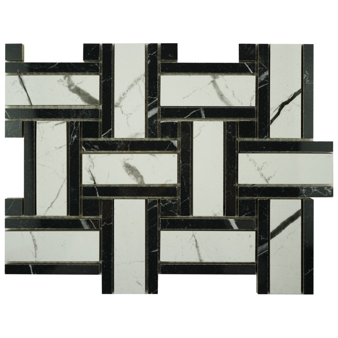 Keystone Marquina Polished Porcelain Basket Mosaic