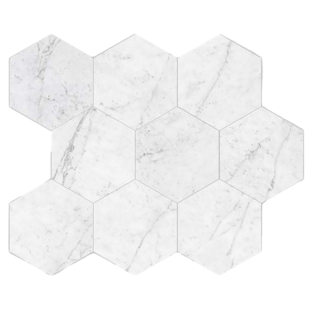 Keystone Carrara Gioia 12" x 12" Polished Porcelain Hexagon Mosaic