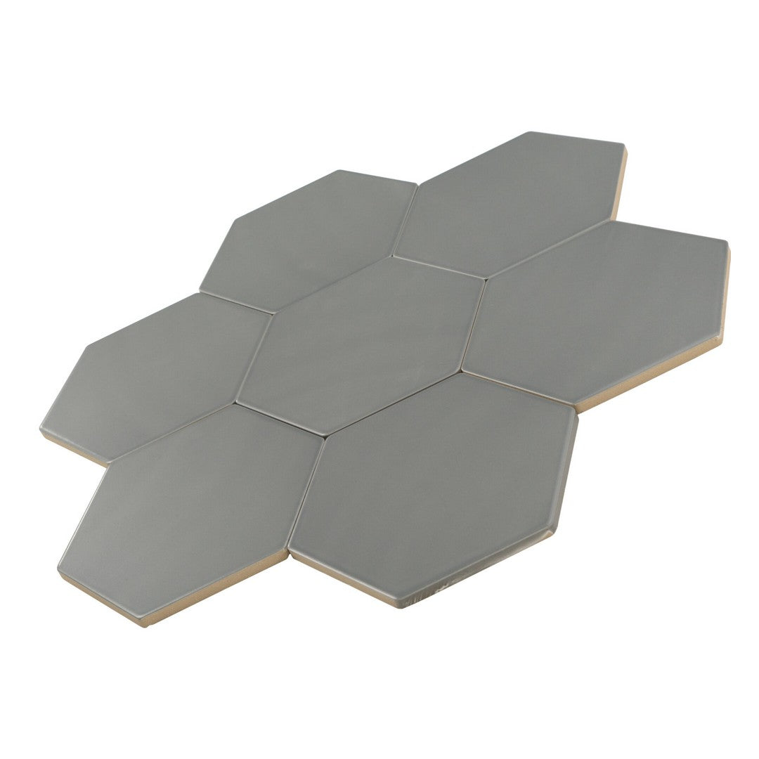 Keystone-Examatt-6"-Matte-Porcelain-Hexagon-Tile-Grigio-Medio
