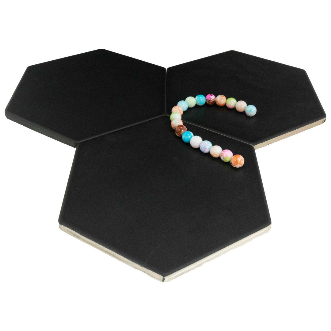 Keystone-Exabright-6"-Glossy-Ceramic-Hexagon-Tile-Nero