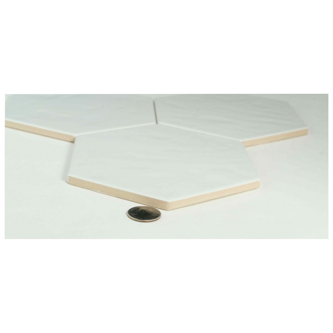 Keystone-Exabright-6"-Glossy-Ceramic-Hexagon-Tile-Bianco