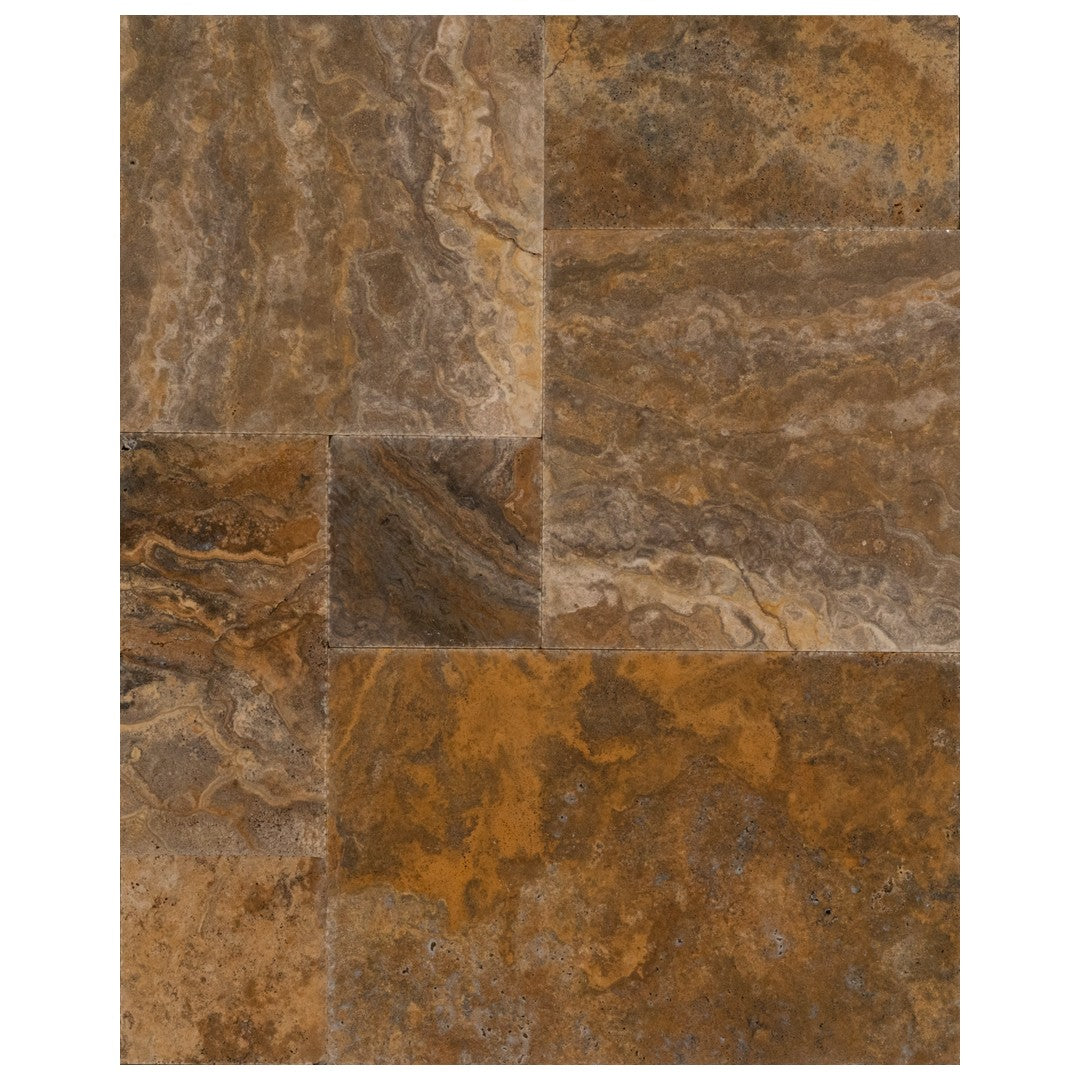 Keystone Escabesa Chiseled Brushed Travertine Versailles Pattern Tile