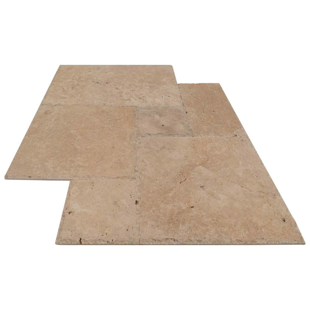 Keystone-Ivory-Light-Chiseled-Brushed-Travertine-Versailles-Pattern-Tile-Ivory-Light