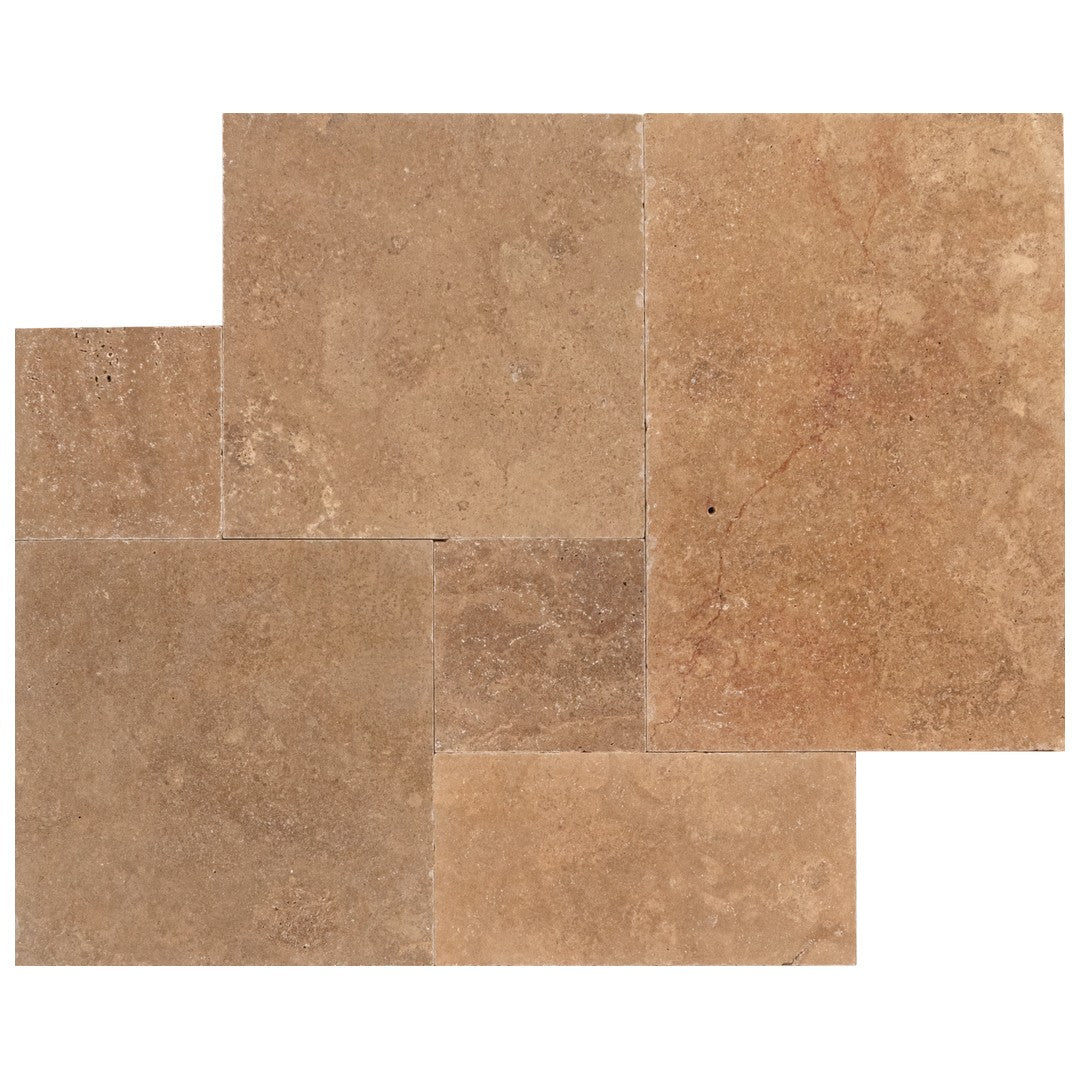 Keystone American Chestnut Tumbled Travertine Versailles Pattern Paver