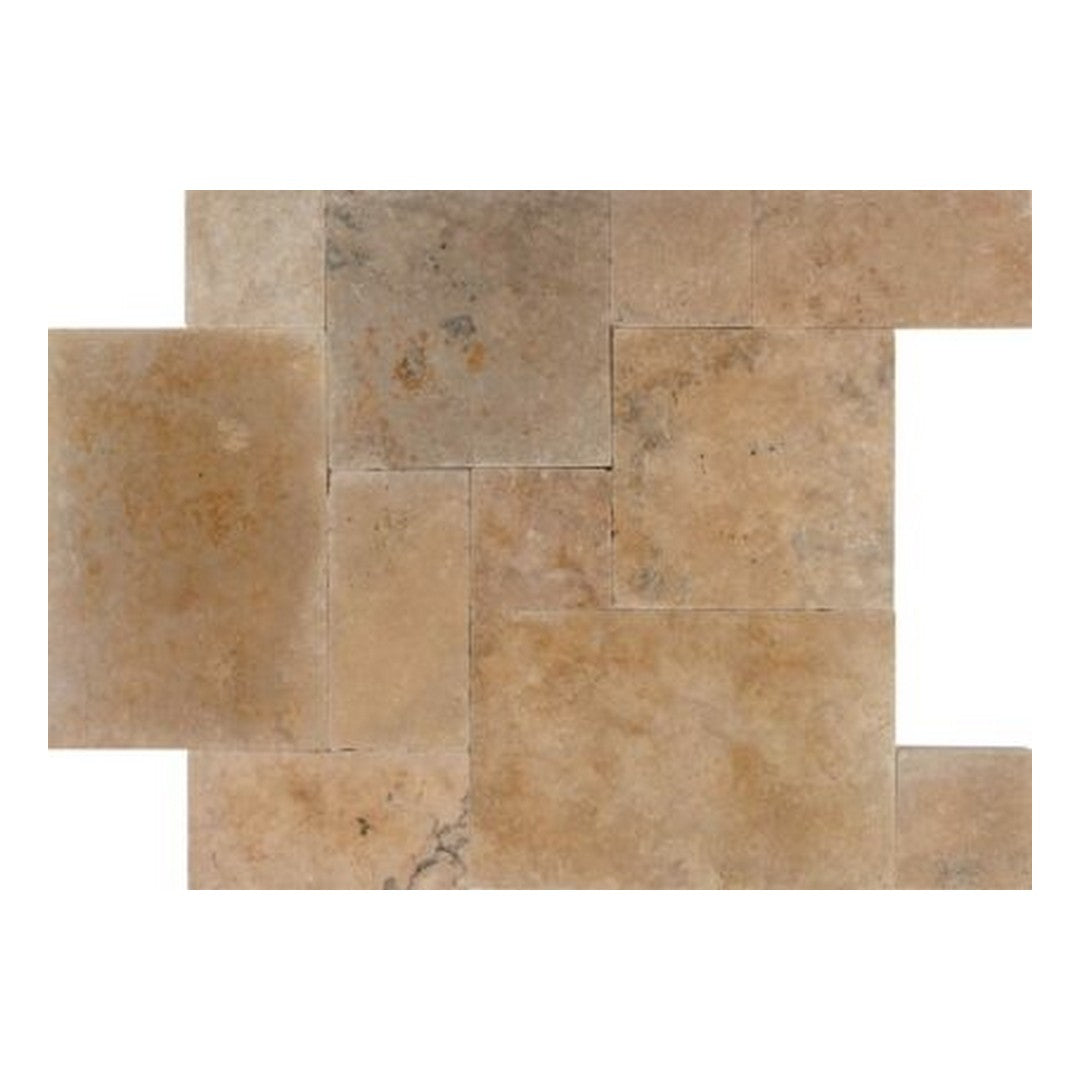 Keystone Ivory Rustic Tumbled Travertine Versailles Pattern Paver