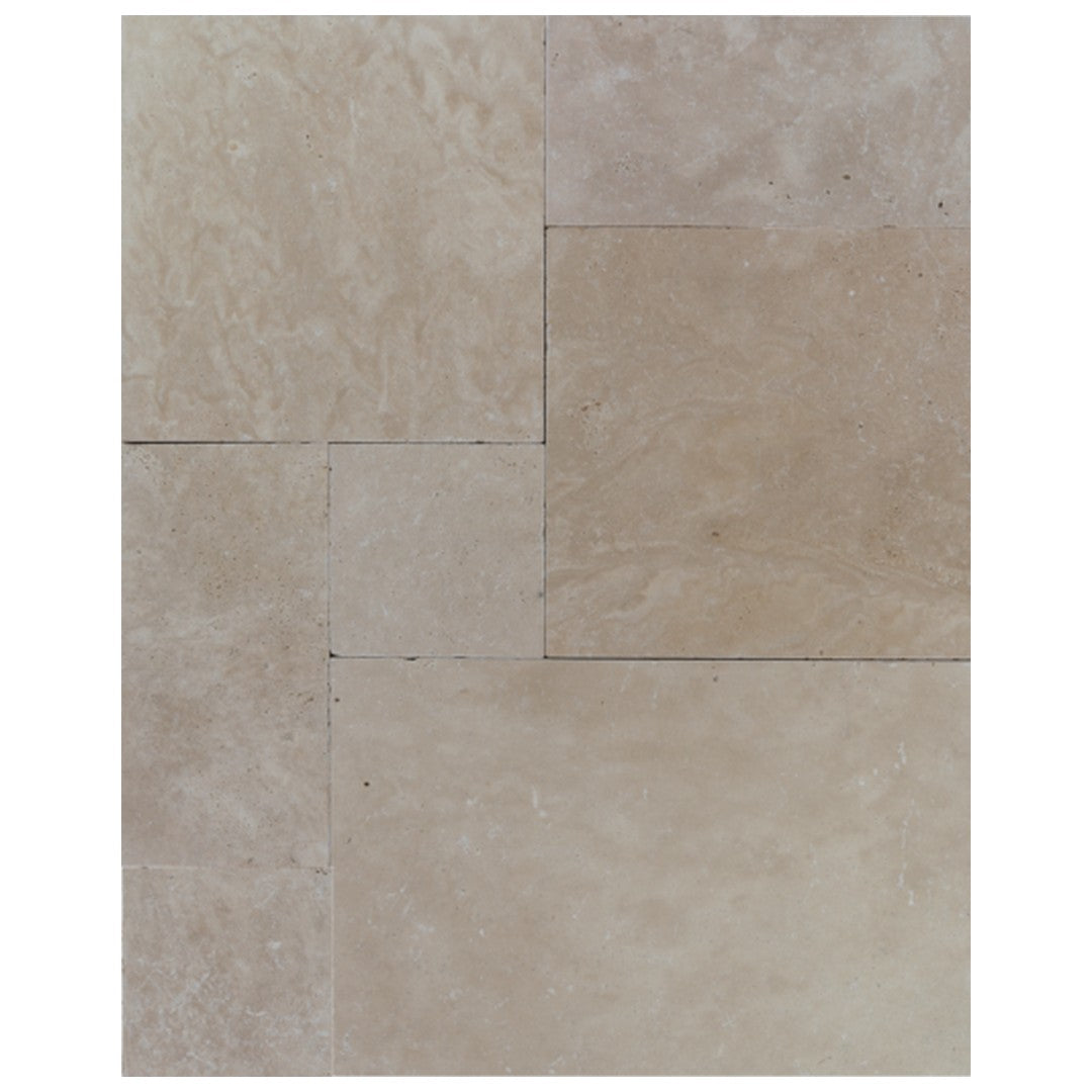 Keystone Extra Light Tumbled Travertine Versailles Pattern Paver