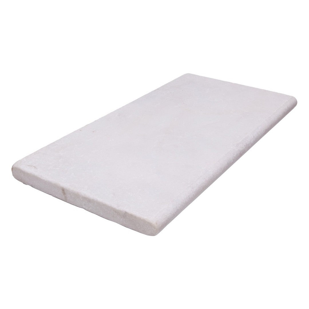 Keystone-Snow-White-12"-x-24"-Sandblasted-Marble-Bullnose-Coping-Snow-White