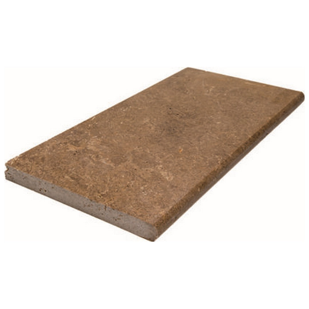 Keystone-American-Chestnut-12"-x-24"-Travertine-Bullnose-Coping-American-Chestnut