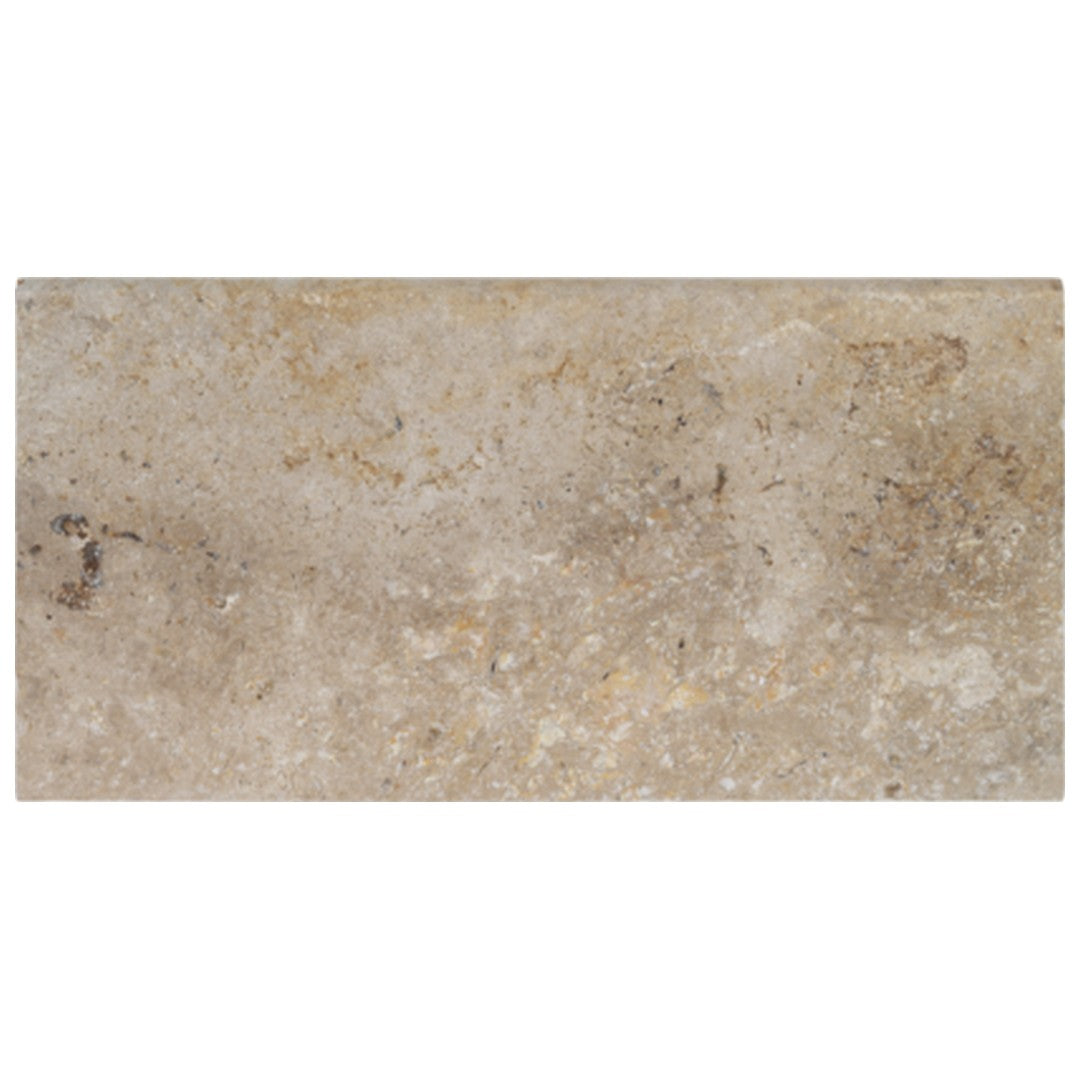 Keystone Ivory Rustic 12" x 24" Travertine Bullnose Coping