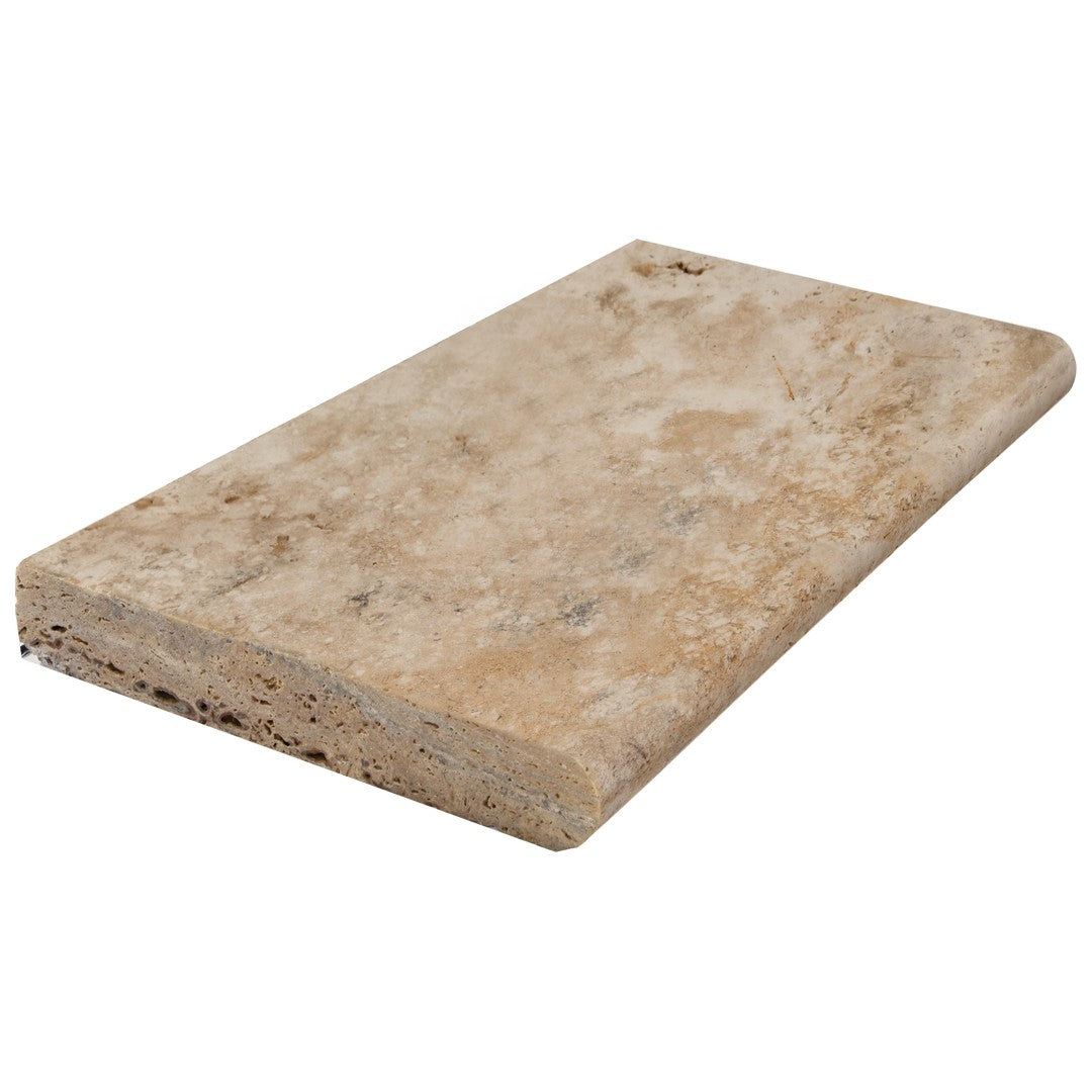 Keystone Ivory Rustic 12" x 24" Travertine 5cm Bullnose Coping