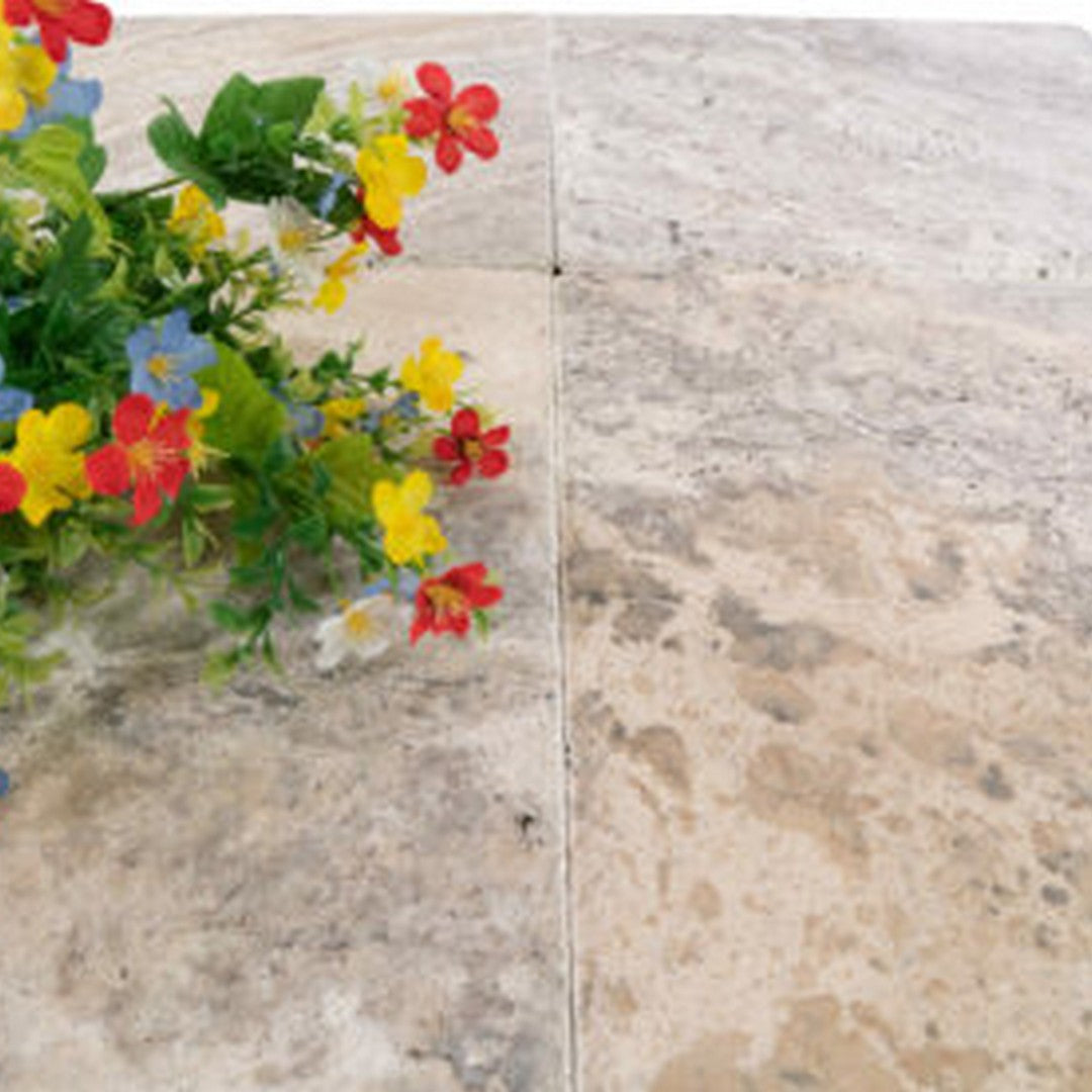 Keystone-Nordic-Silver-16"-x-16"-Chiseled-Brushed-Travertine-Tile-Nordic-Silver