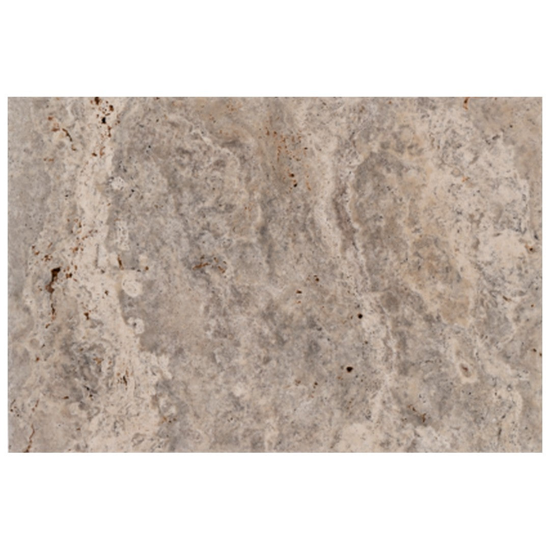 Keystone Nordic Silver 16" x 24" Chiseled Brushed Travertine Tile