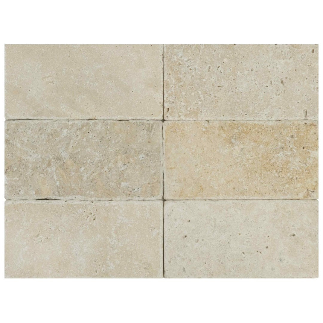 Keystone Extra Light 3" x 6" Tumbled Travertine Tile