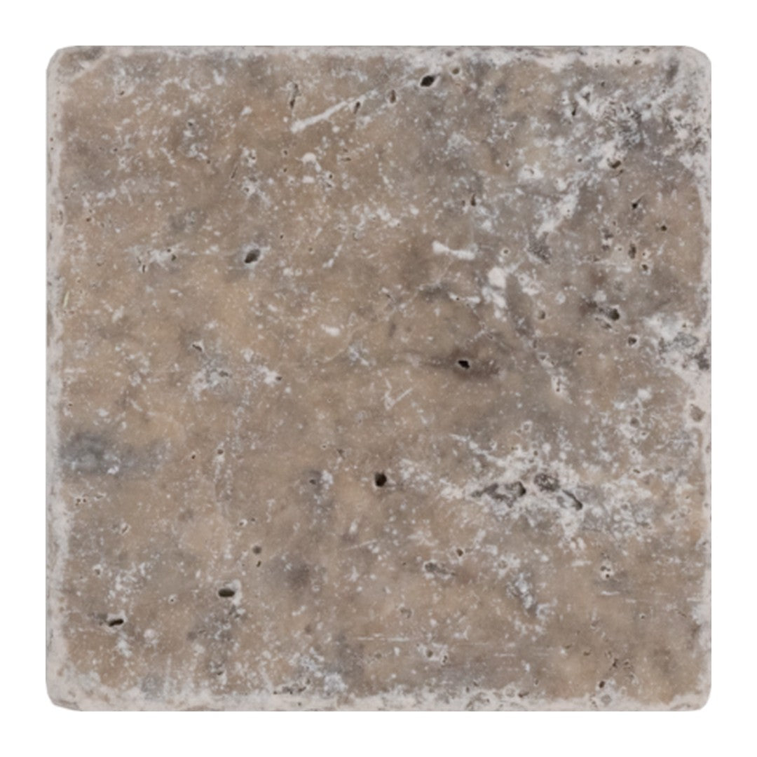 Keystone Nordic Silver 4" x 4" Tumbled Travertine Tile
