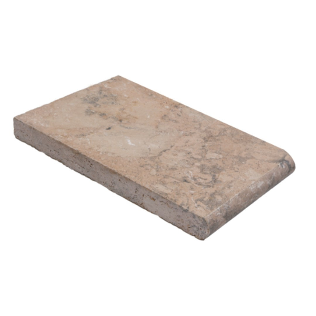 Keystone Ivory Rustic 6" x 12" Travertine Bullnose Coping