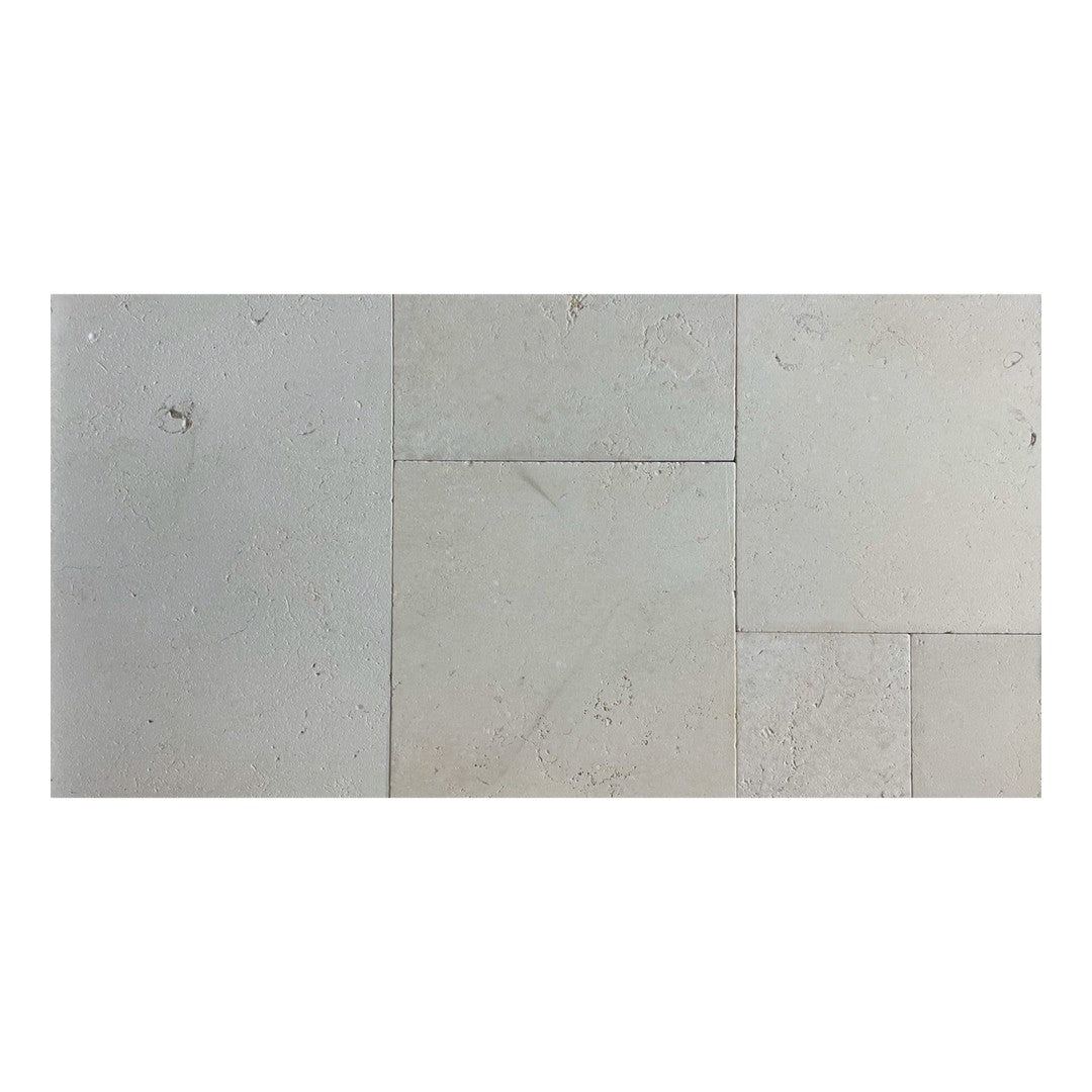 Keystone Ivory Extra Chiseled Brushed Marble Versailles Pattern Tile