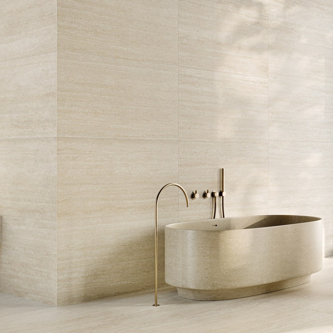 Bedrosians-Opus-24-x-48-Matte-Porcelain-Chiseled-Deco-Wall-Tile-Travertine