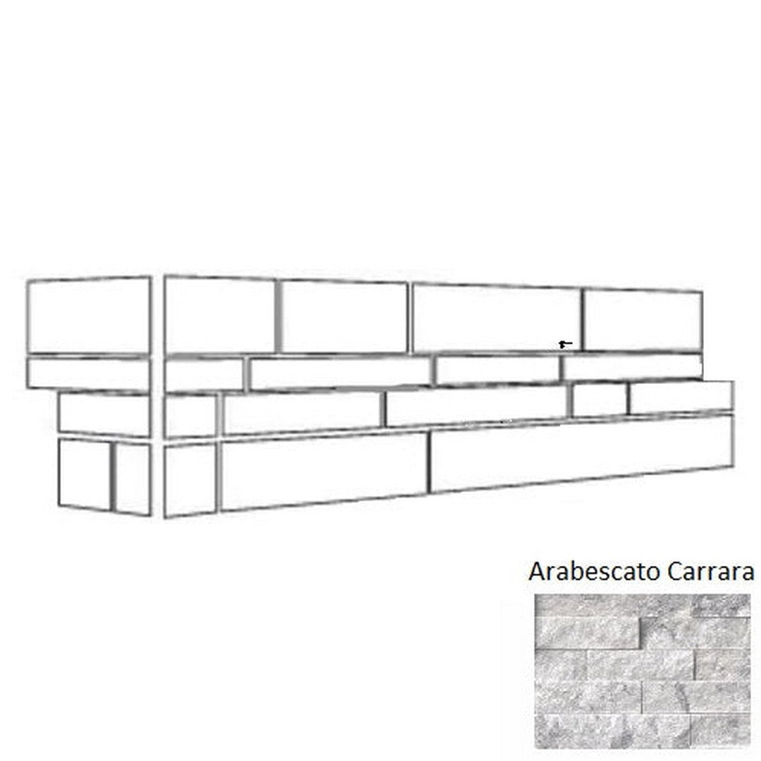 MS International RockMount Arabescato Carrara 6" x 18" Split Face Stacked Stone Panel Marble Ledgestone Corner
