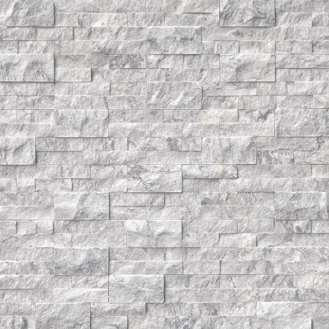 MS International RockMount Arabescato Carrara 6" x 24" Split Face Stacked Stone Panel Marble Ledgestone