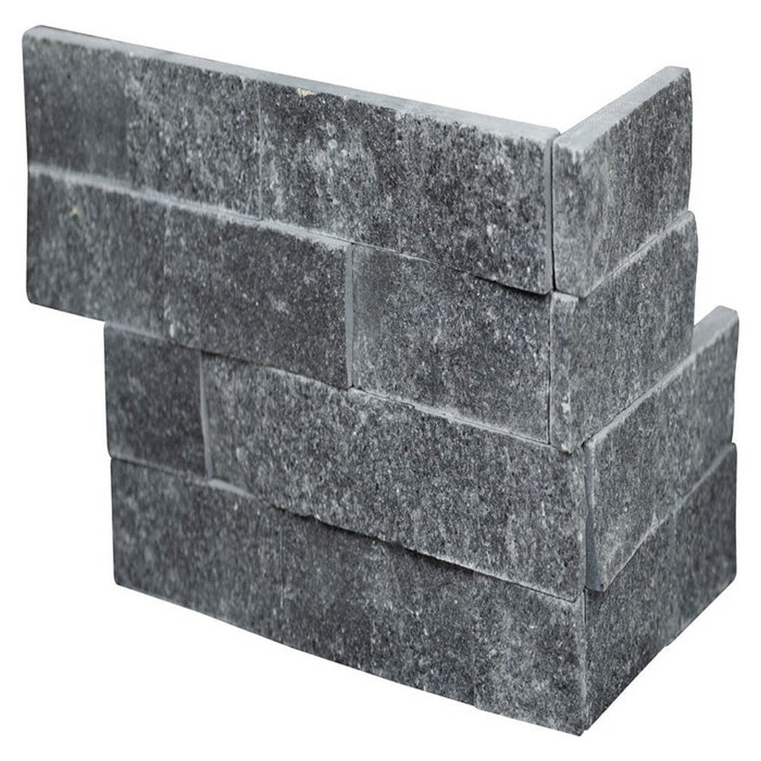 MS International RockMount Cosmic Black 6" x 18" Split Face Stacked Stone Panel Marble Ledgestone Corner