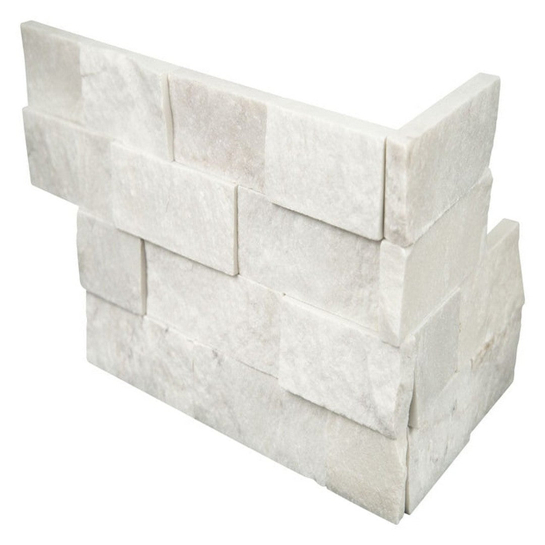 MS International RockMount Cosmic White 6" x 24" Split Face Stacked Stone Panel Marble Ledgestone