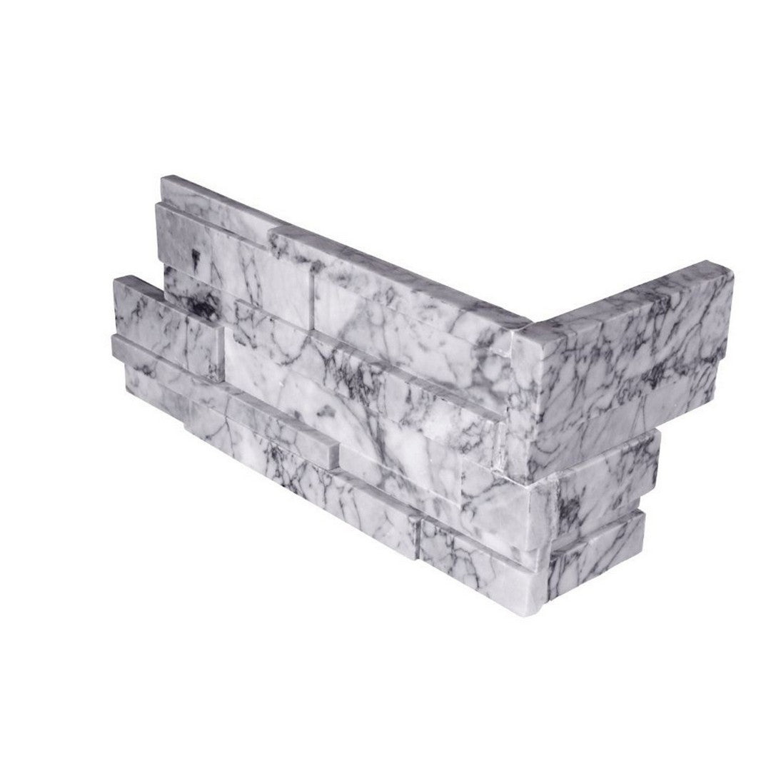 MS International RockMount Statuarietto Capri 6" x 18" Split Face Stacked Stone Panel Marble Ledgestone Corner