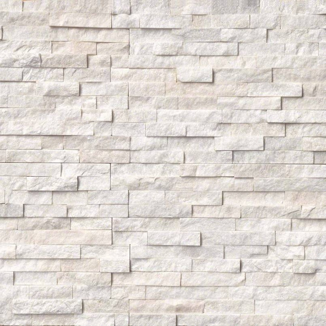 MS International RockMount Arctic White 6" x 24" Split Face Stacked Stone Panel Marble Ledgestone