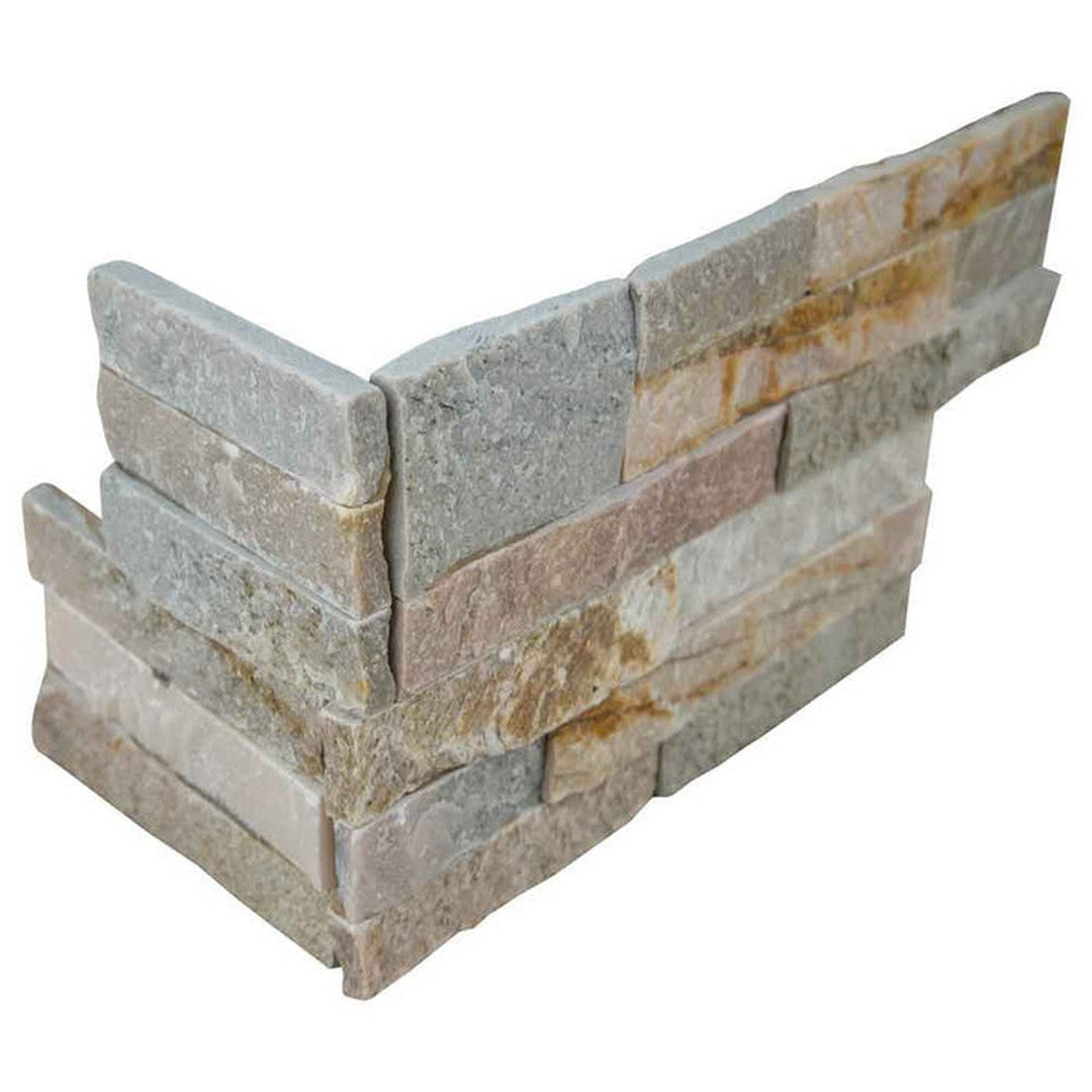 MS International RockMount Golden Honey 6" x 18" Split Face Stacked Stone Panel Quartzite Ledgestone Corner