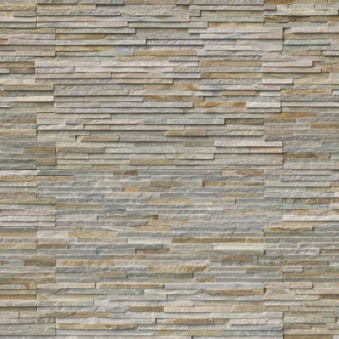 MS International RockMount Golden Honey Pencil 6" x 24" Split Face Stacked Stone Panel Quartzite Ledgestone