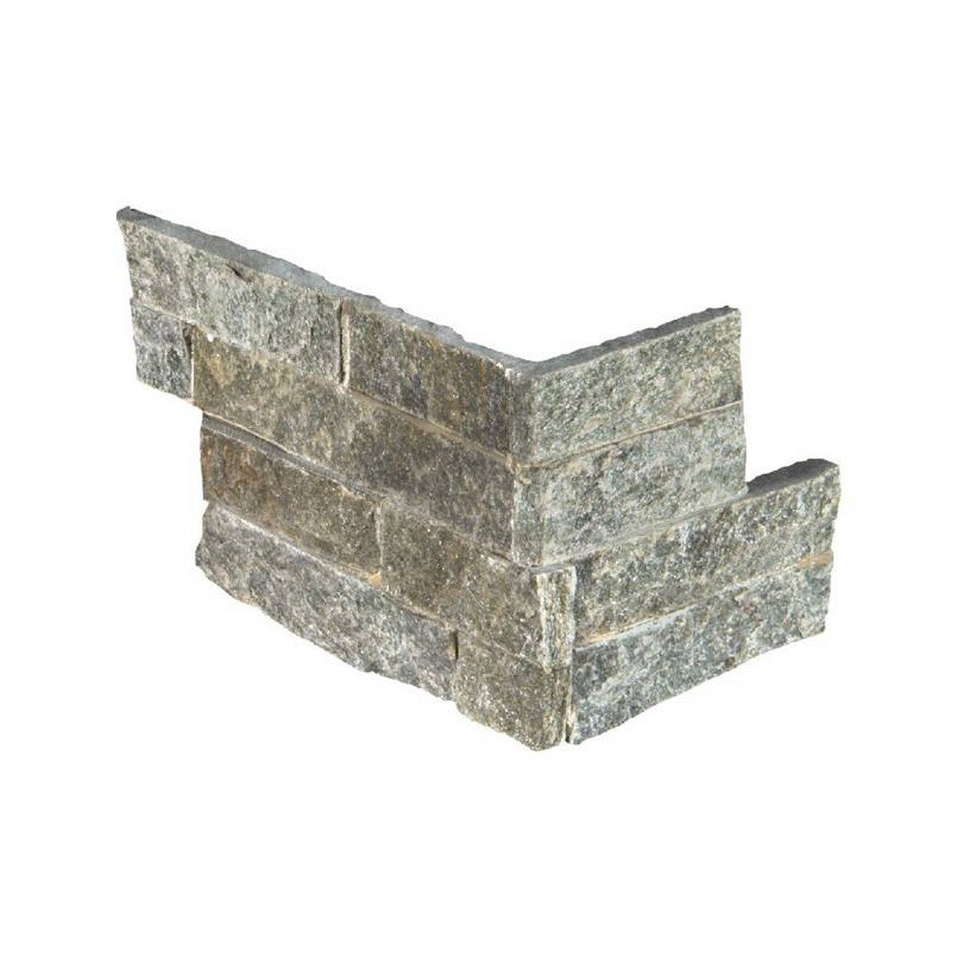 MS International RockMount Sage Green 6" x 18" Split Face Stacked Stone Panel Quartzite Ledgestone Corner