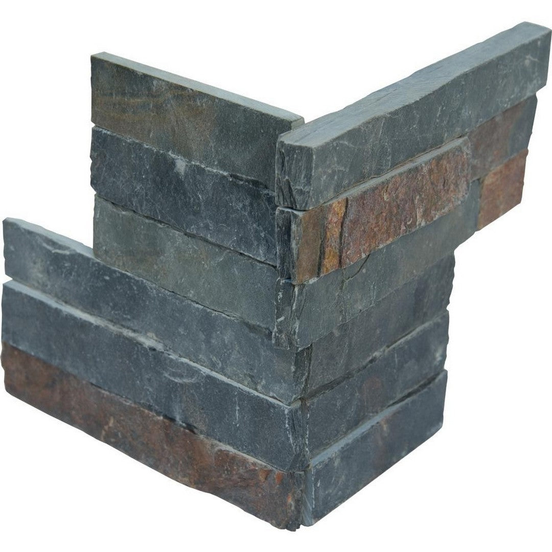 MS International RockMount Sedona Multi 6" x 6" Split Face Stacked Stone Panel Slate Ledgestone Corner