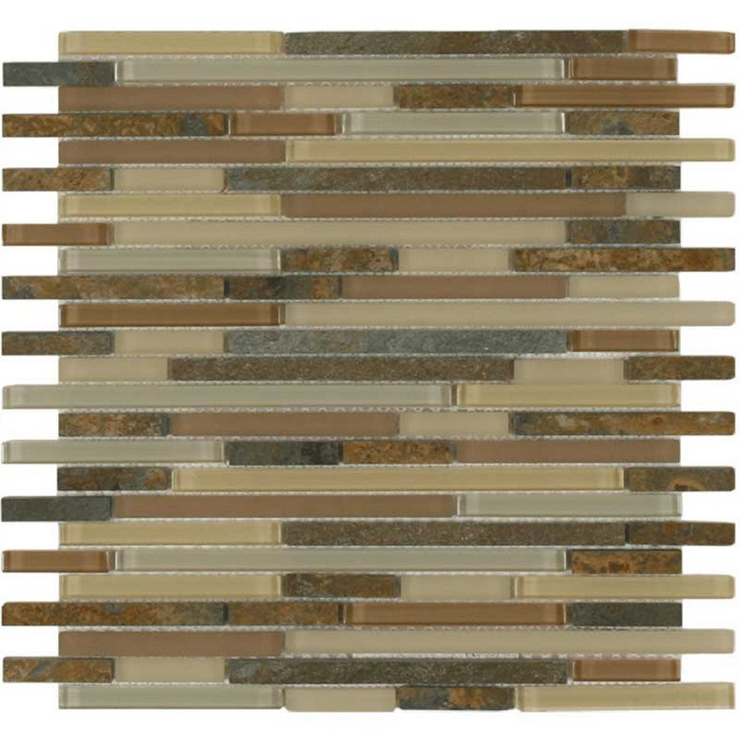 Maniscalco Sutherland 12" x 12" Glass & Slate Interlock Stix Mosaic