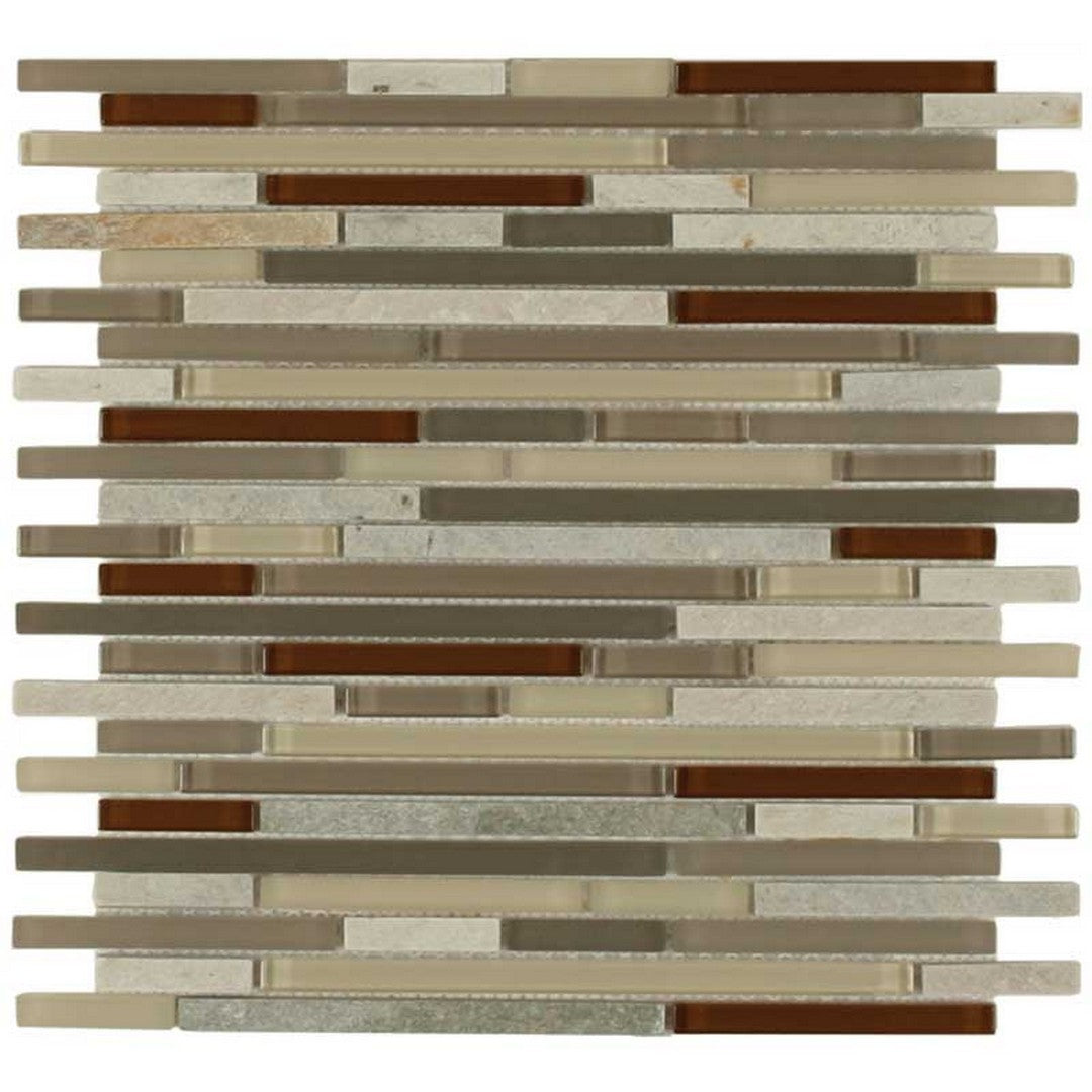 Maniscalco Sutherland 12" x 12" Glass & Slate Interlock Stix Mosaic