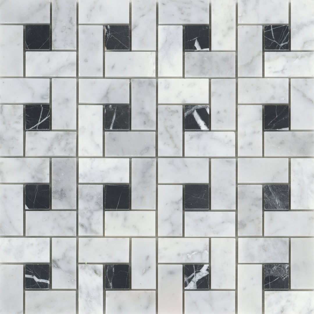 Emser Marble Bianco Gioia 12" x 12" Honed Marble Pinwheel Mosaic