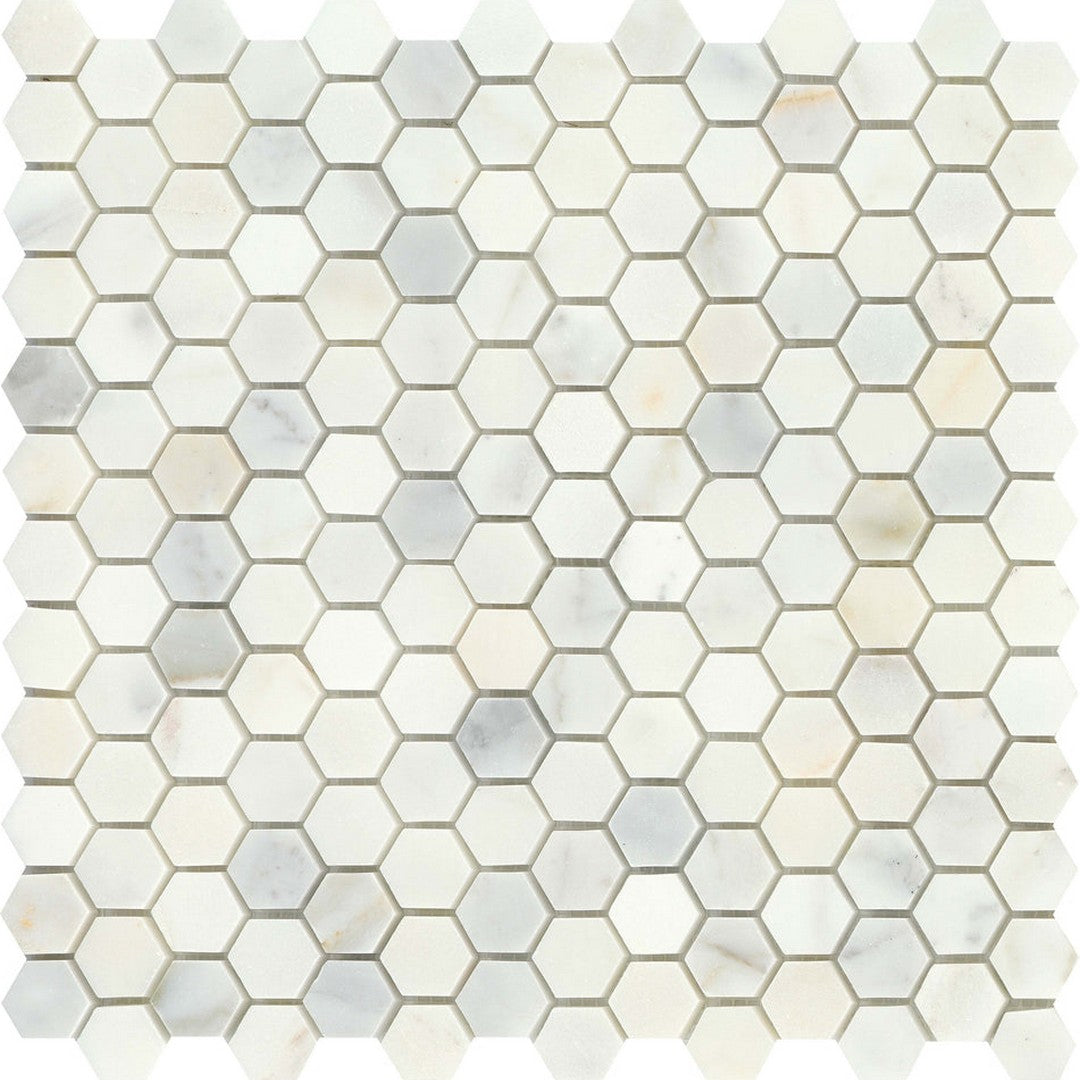 Emser Calacata 12" x 12" Polished Marble Hexagon Mosaic