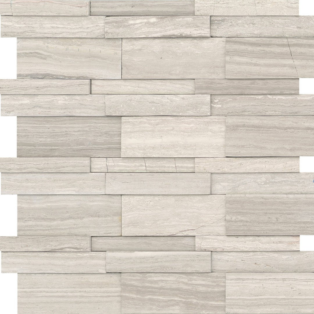 Emser Metro 12" x 12" Honed Marble 3D Linear Mosaic