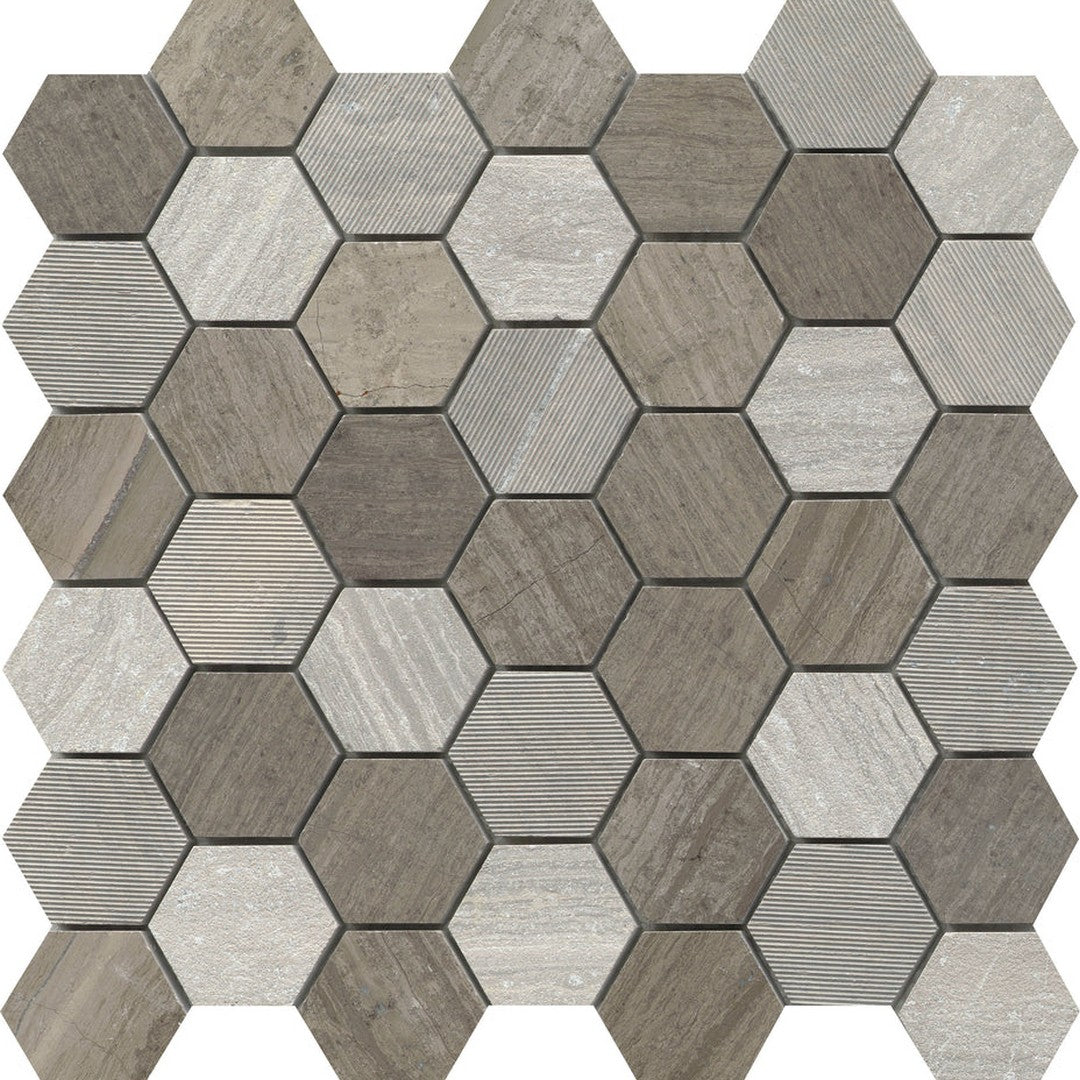 Emser Metro 12" x 12" Honed Marble 2" Hexagon Mix Mosaic