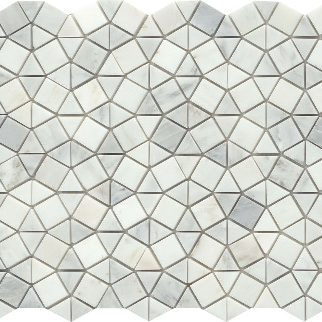 Emser Marble Winter Frost 12" x 12" Polished Marble Geometric Mosaic