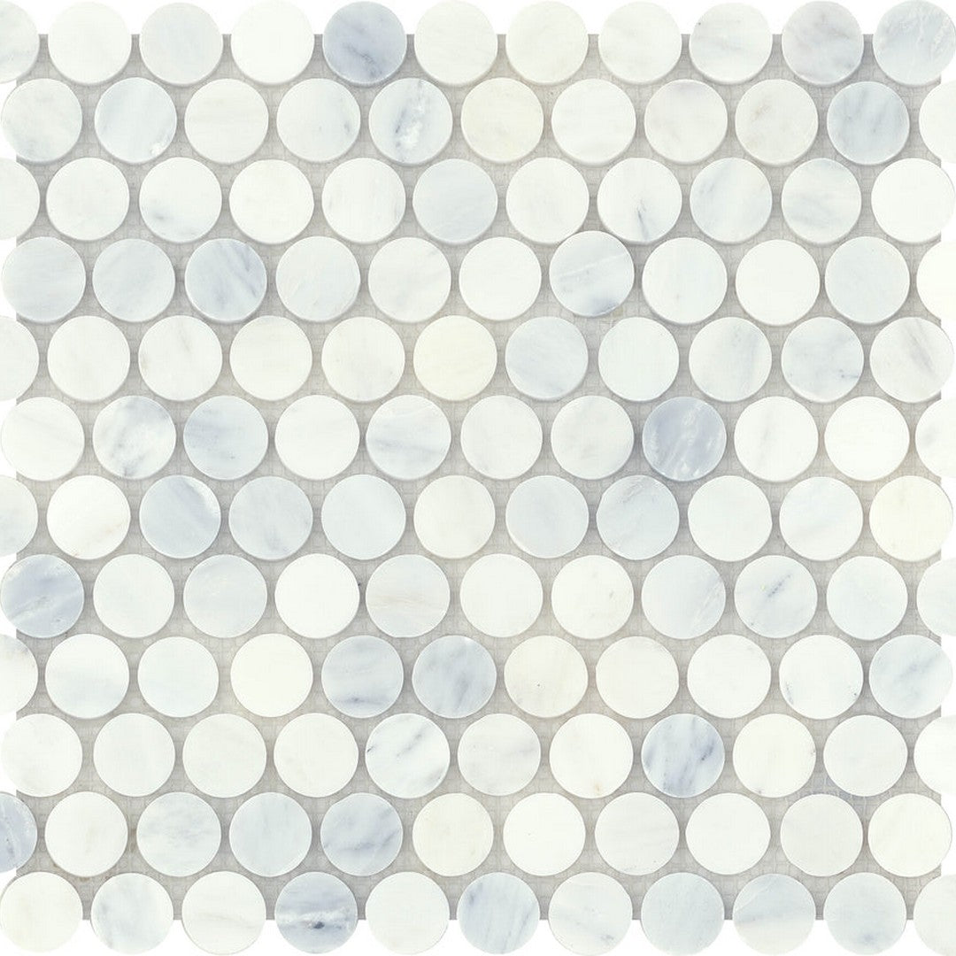Emser Marble Winter Frost 12" x 12" Polished Marble Penny Round Mosaic