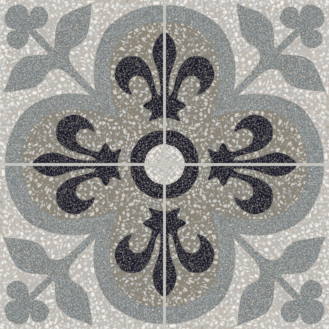 Marazzi D_Segni Terrazzo 8" x 8" Fleur-De-Lis Deco Matte Floor Tile