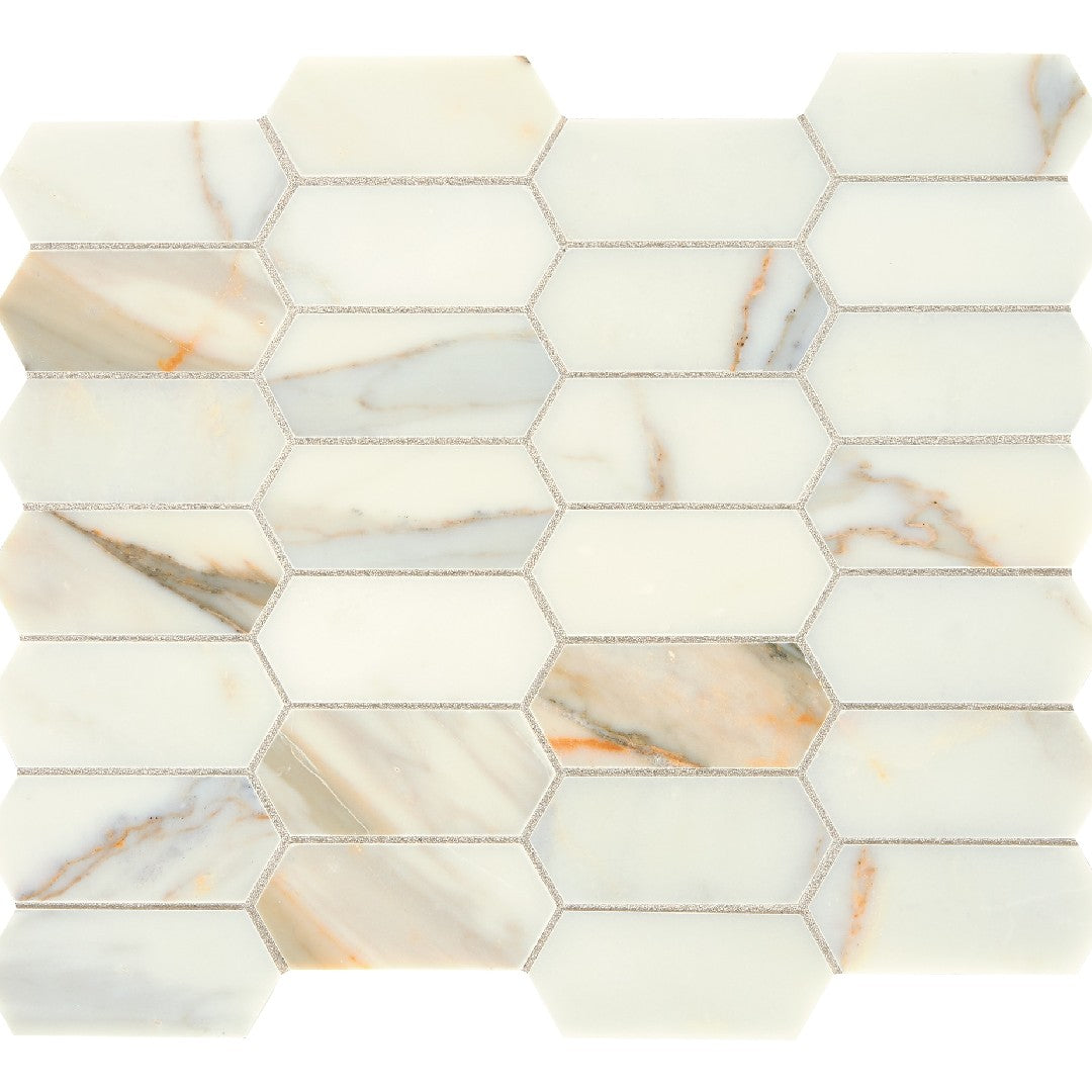 Daltile Marble 12" x 14" Elongated Hex Mosaic Honed