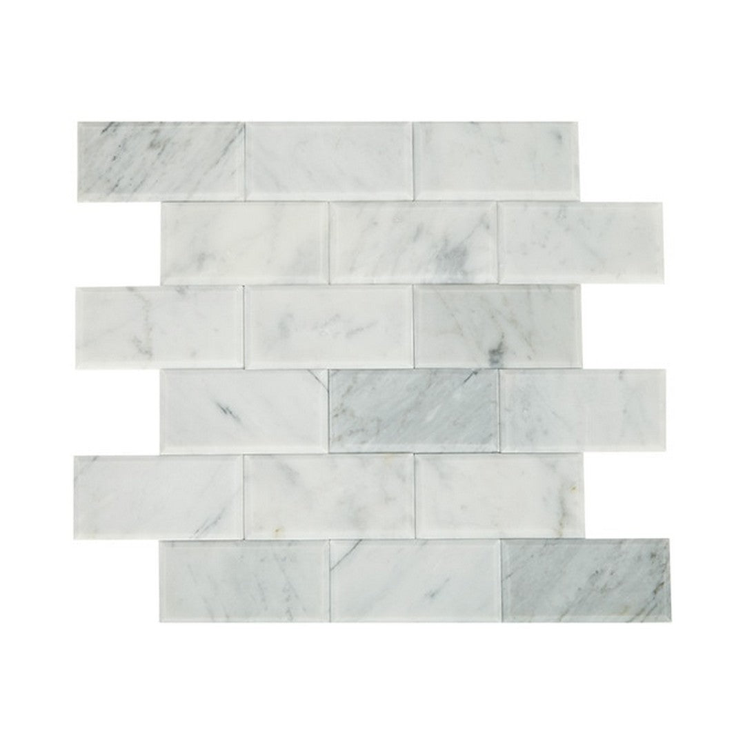 Daltile Simplystick Mosaix 12" x 12" Polished Glass 2x4" Brick Joint Bevel Wall Mosaic