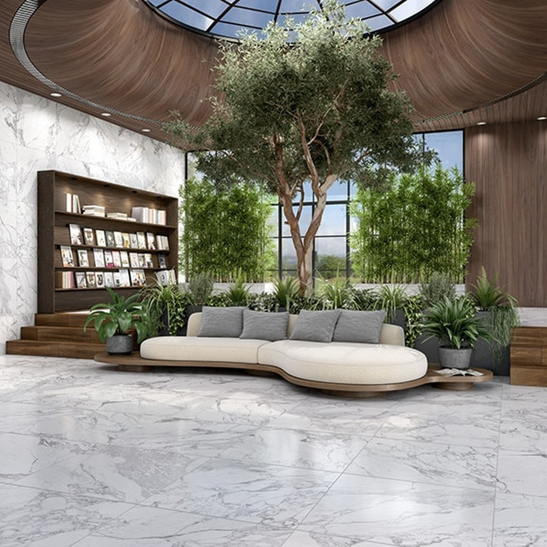 Daltile-Marble-Attache-Lavish-24-x-24-Satin-Rectified-Porcelain-Floor-Tile-Pearl-Arabesque